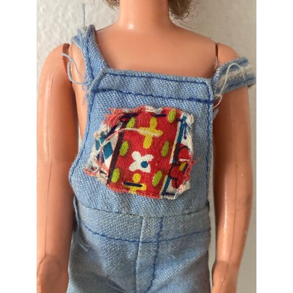 1973 Mattel SUNSHINE FAMILY MOM DAD Dolls Red Floral Dress Blue Overalls Vintage - Picture 12 of 16